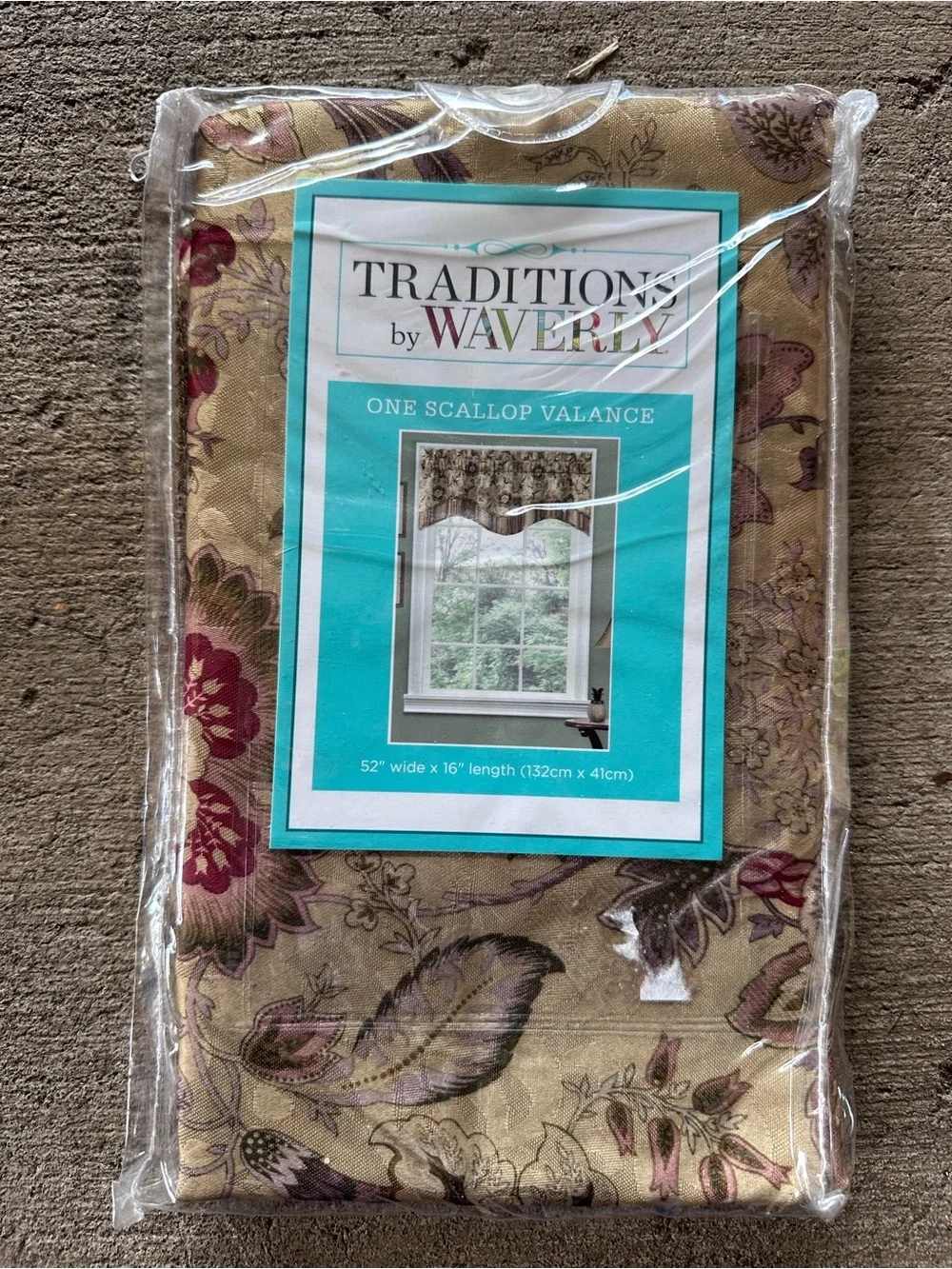 Traditions by Waverly Navarra Floral Pattern Scalloped Window Valance Curtain